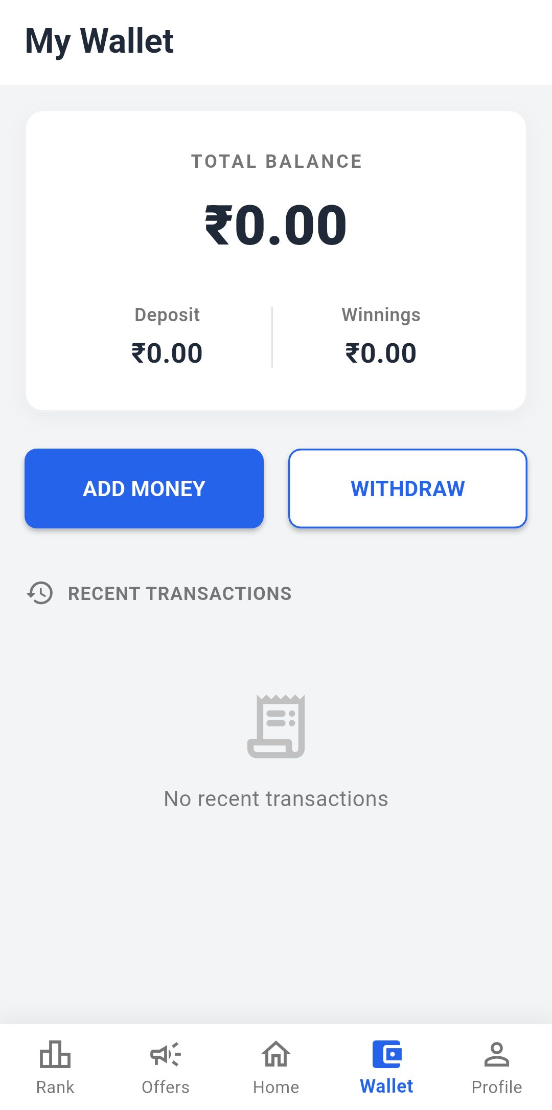 Wallet screen